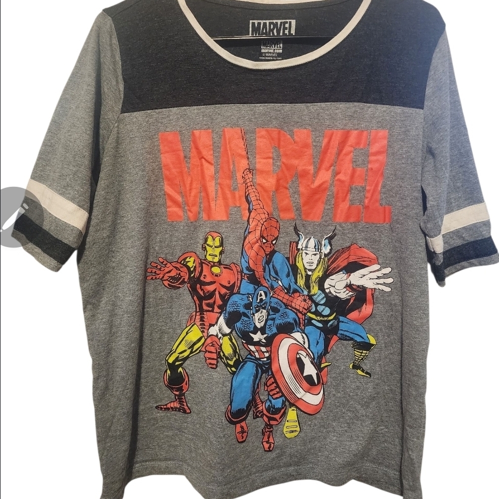 Marvel Gray and Red Short Sleeve Tee